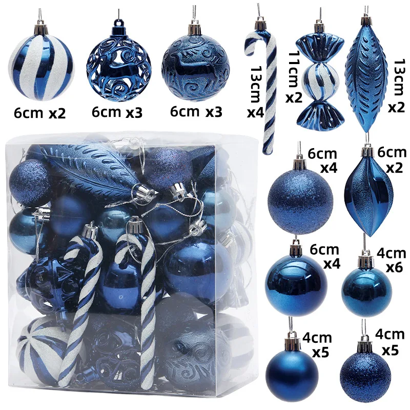 40pcs Christmas Ball Christmas Tree Hanging Pendants Home Gifts New Year Printed Special-shaped Christmas Spheres 2023