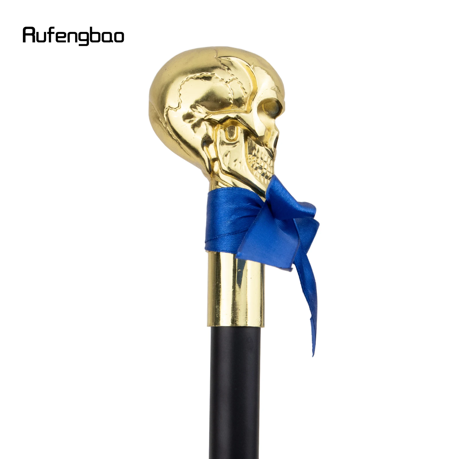 Golden Skull Head with Bow Tie Gentleman Walking Cane Fashion Walking Stick Gentleman Crosier Knob Walking Stick 93cm