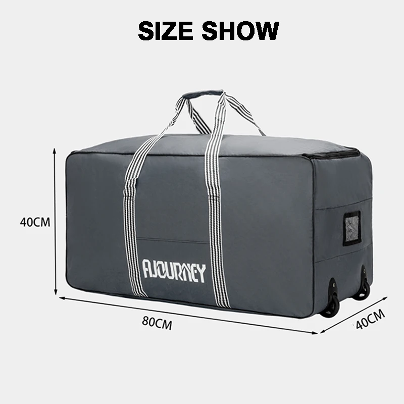 93L オックスフォード折りたたみ式ホイール付きトラベルバッグ、荷物収納バッグ、ホイール付き、大容量、機内持ち込み可能、キャリーオンラゲージ、トロリースーツケース