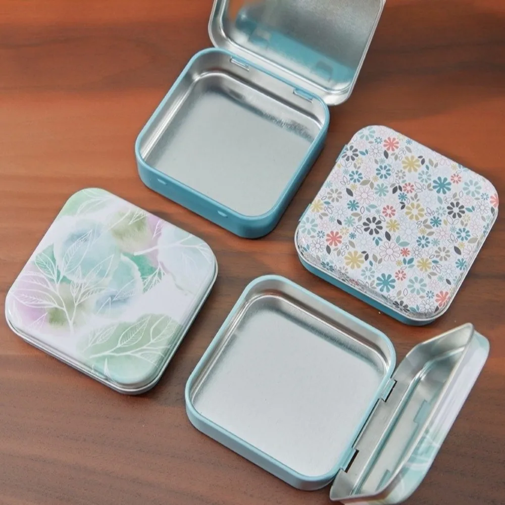 Creative Eco-Friendly Candy Storage Box Square Shape Metal Material Mini Sealed Jars Durable Flip Storage Box for Candy Storage