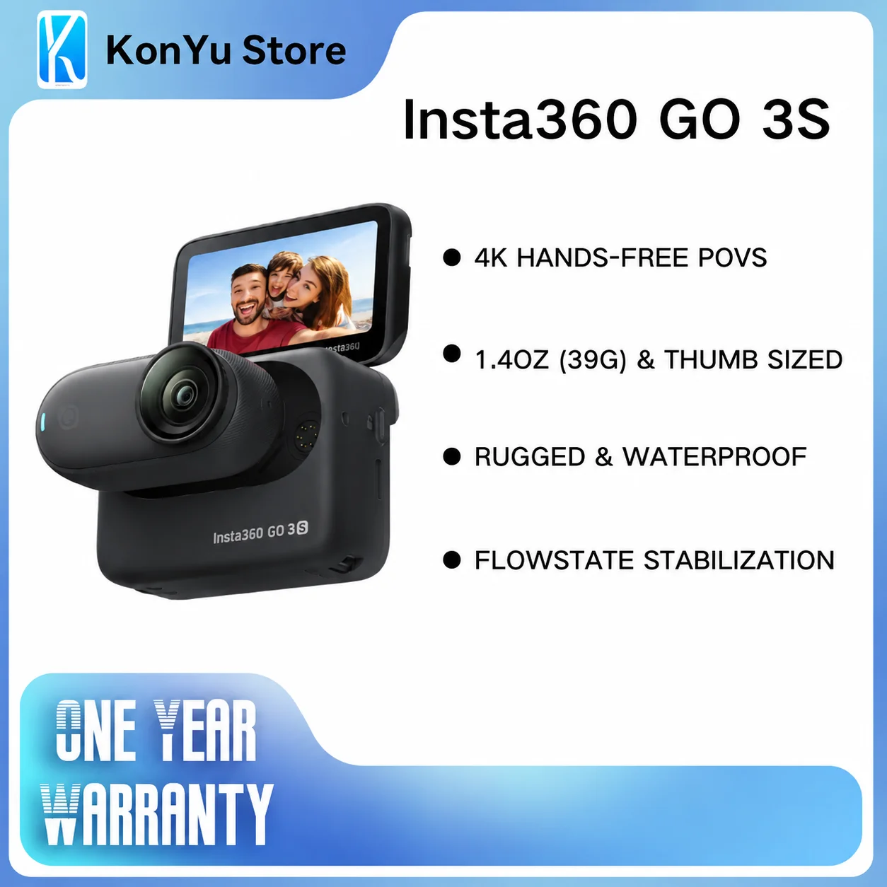 Insta360 GO 3S 4K Mini Action Camera 39g Ultra Light Portable Magnetic Camera FlowState Anti-shake 10m Waterproof Vlog Cam