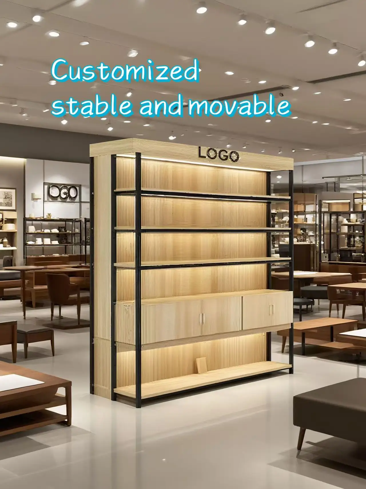 Custom.Modern Supermarket Shelf Display Rack for Cosmetics Optimized Materials for Efficient Goods Presentation