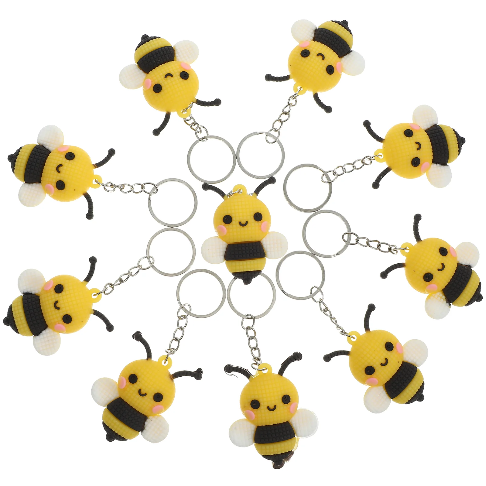 

10 Pcs Toys Bee Keychain Cartoon Keyring Souvenir Pendant Bag Yellow Decor Lovely Keychains Adorable