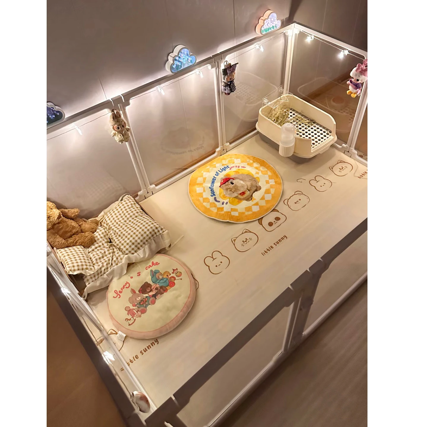 

DIY Dog Playpen Puppy Cat Rabbit Ferret Transparent Pet Pen Easy Assemble Whelp Crate Kennel Cage Enclosure with Wheels