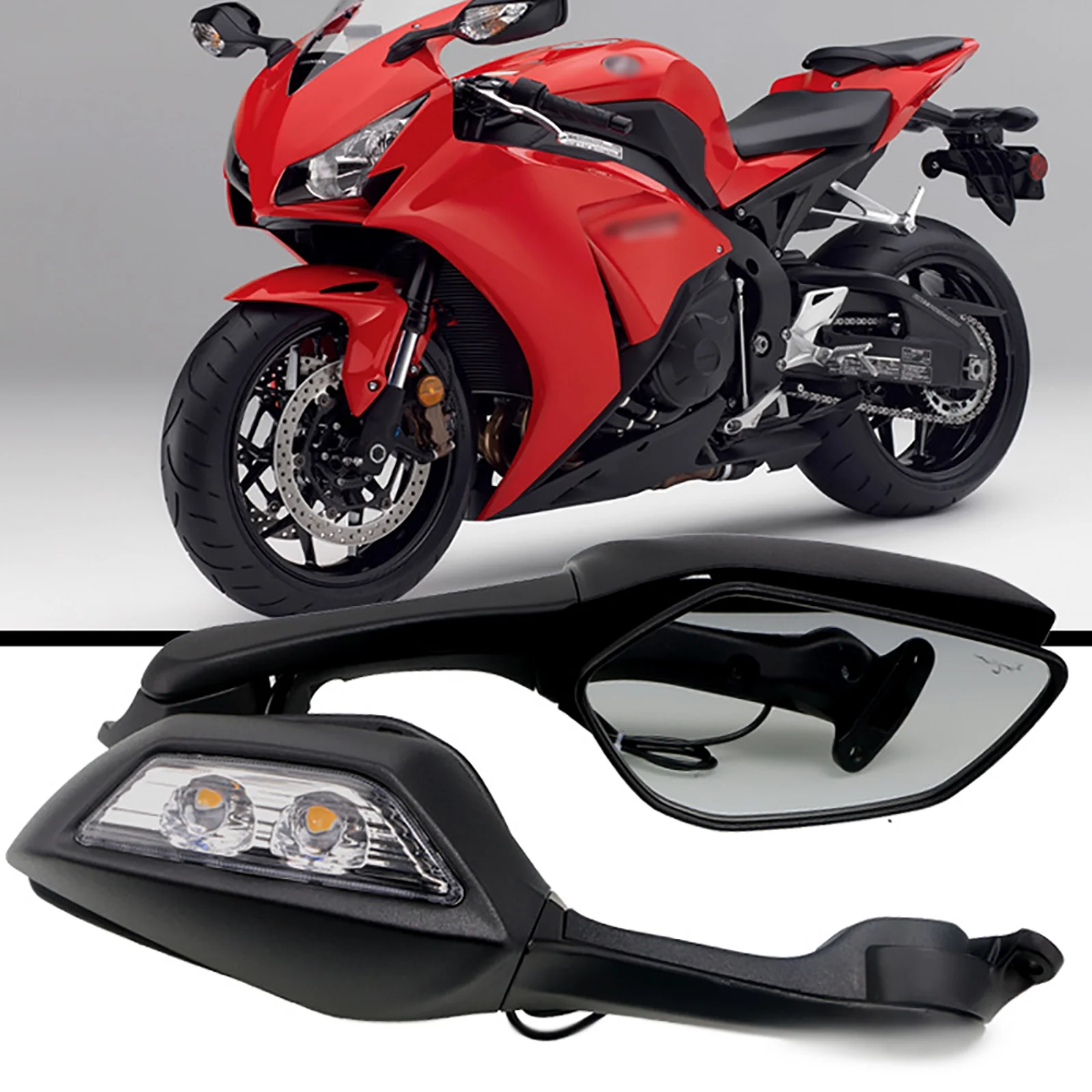 

Motorcycle LED Rearview MIrror with LED Turn Signal Light Side Mirrors ZX 10R ZX-10R 2011-2015 2016-2020 H2 2014-2015