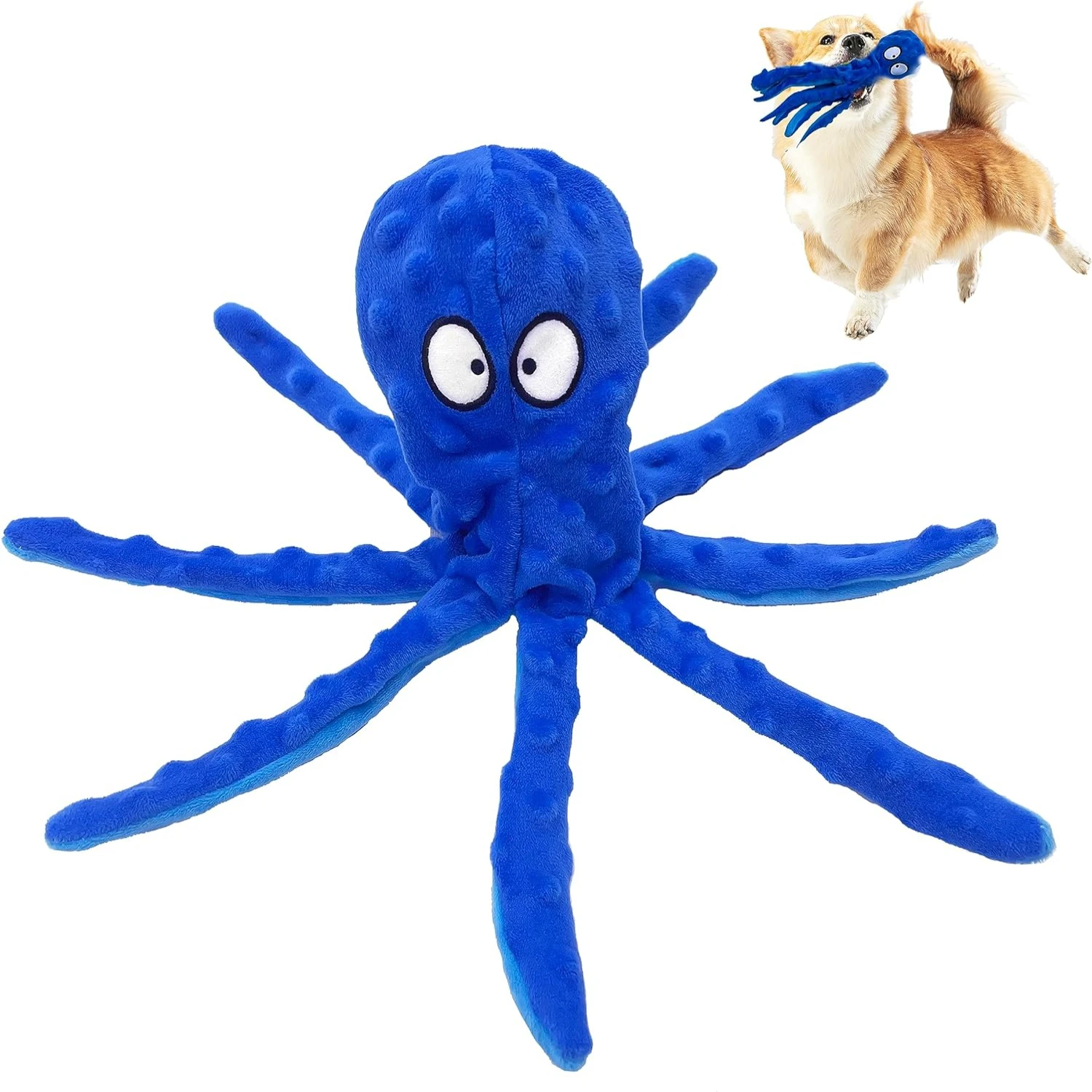 Cuddly and playful essential dog toy, perfect for anxiety-free and entertained furry friends. This vibrant addition to your pet'
