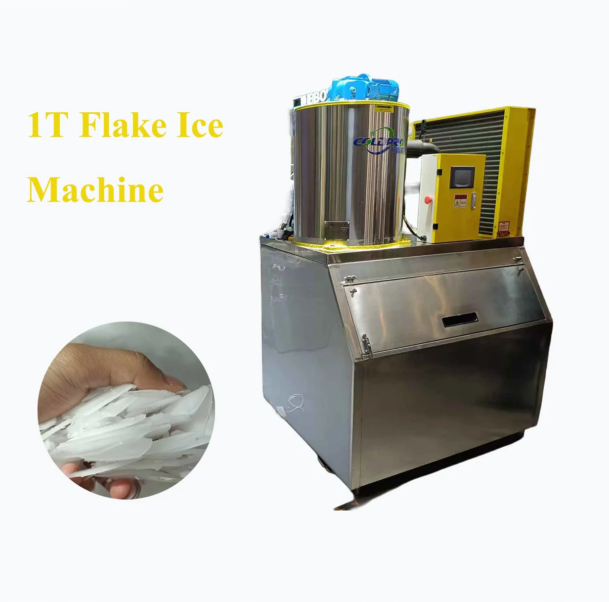 1000Kg/1T Factory Direct Sales Large Scale Ice Maker For Food Factory Industrial Use Customizable Colors Flake Ice Machine