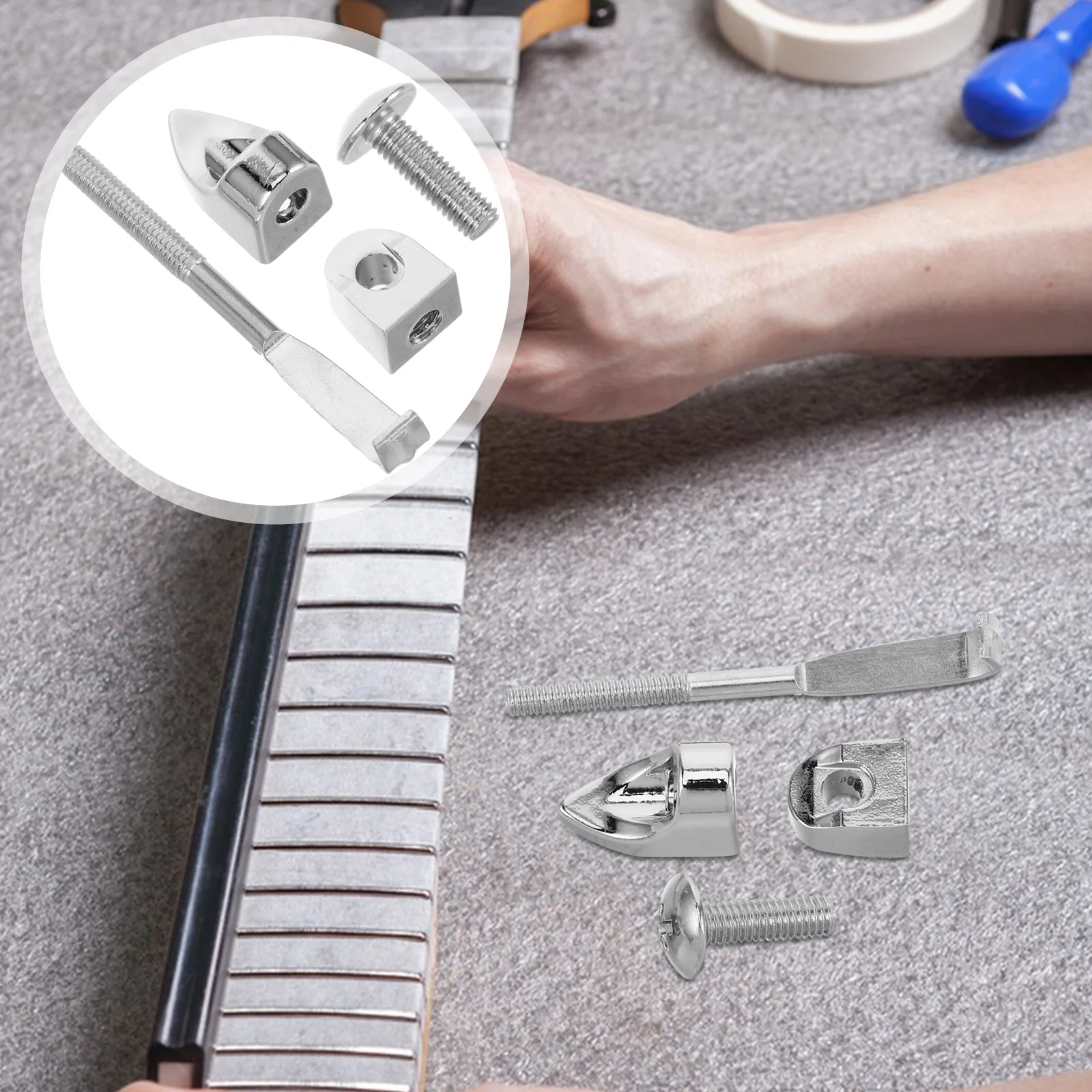 

4Pcs Banjo Repair Tool Kit Nut Set Replacement Parts for Guitar Banjo Hooks Nuts Maintenance Accessories Guitar Repairing Kit