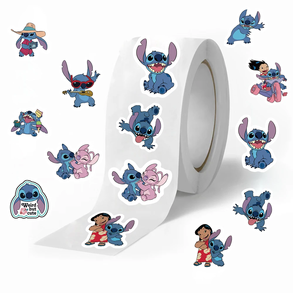 500Pcs/roll Stitch Collection Disney Sealing Sticker DIY Scrapbooking Notebook Luggage Laptop Skateboard Sticker Toy