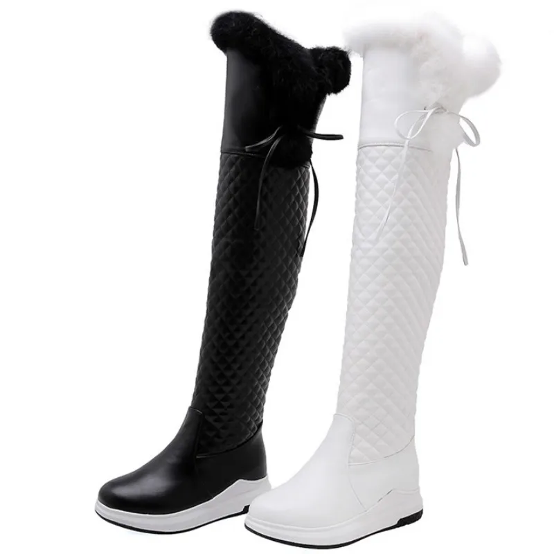 Warm Fur Snow Boots Women 2024 Winter Shoes Black White Over Knee High Boots Ladies Waterproof Plush Long Boots Female Brand