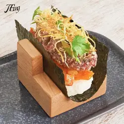 1Pc Japanese Sushi Rack Wooden Taco Snack Food Holder Wood Plate Cuisine Stand Sashimi Sushi Boat For Restaurant Hotel Home