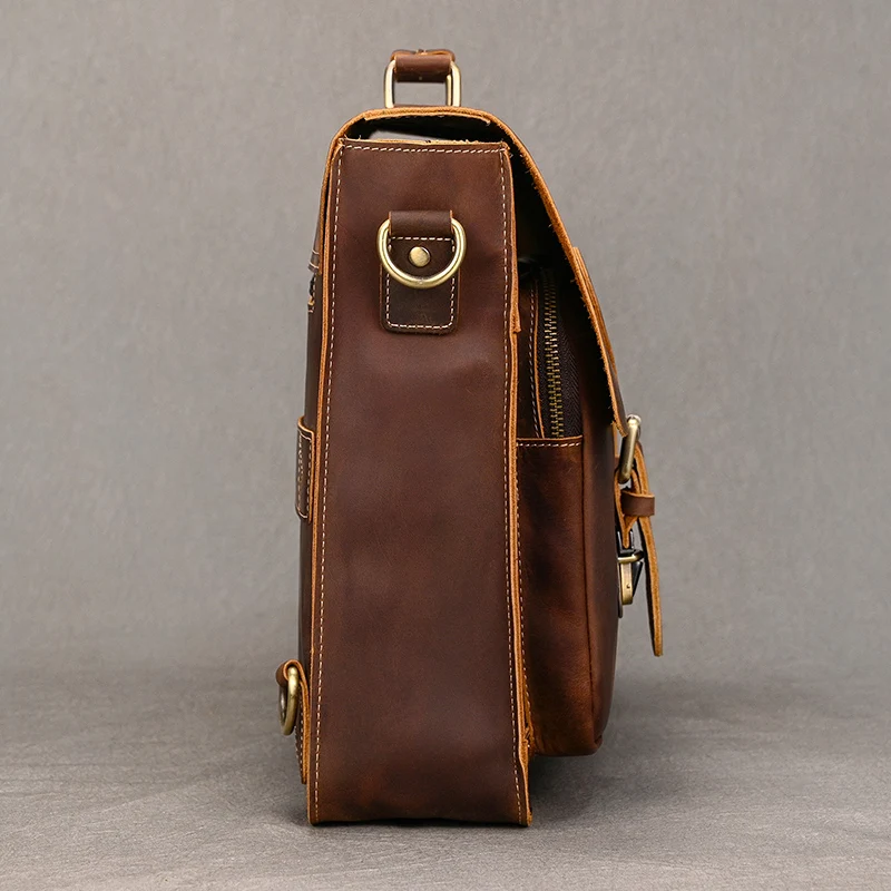 Vintage Crazy Horse Leather Men's Backpack Cowhide Rucksack Large Classic Travel Backpack Big 15.6 