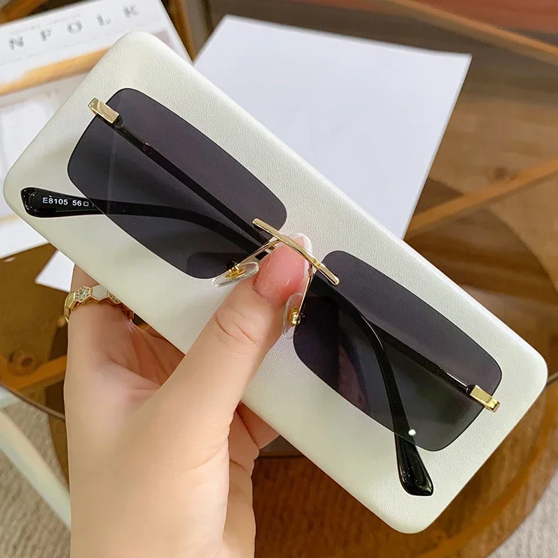 Vintage Square Sunglasses New Small Women Rimless Sun Glasses Shades Luxury Brand Metal Sunglass UV400 Eyewear