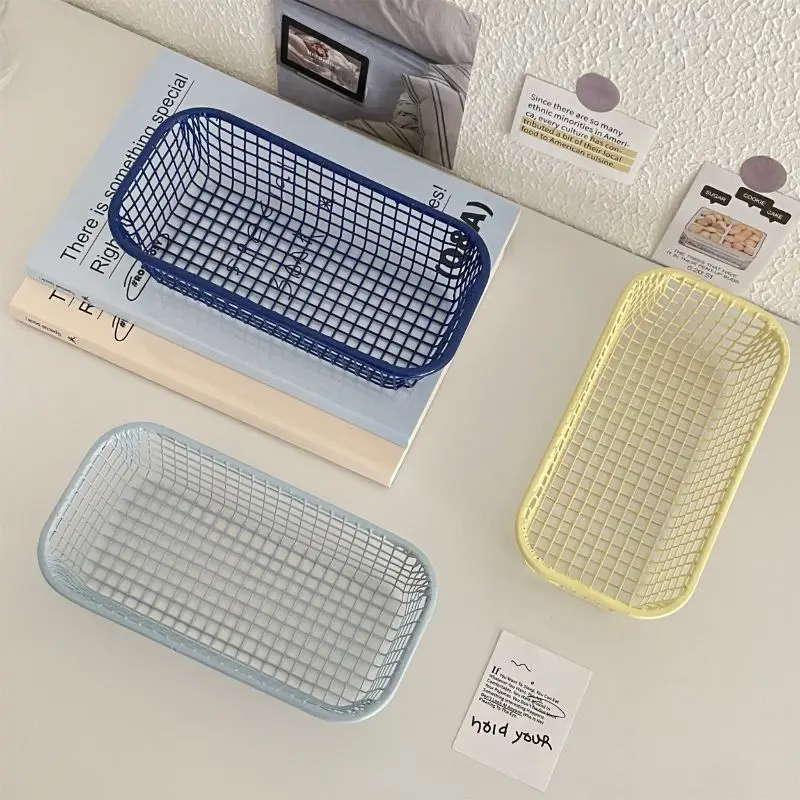 Desktop Storage Basket INS Metal Sundries Organizer Basket Photocard Case Office Stationery Home Supplies Make Up Sorting Holder