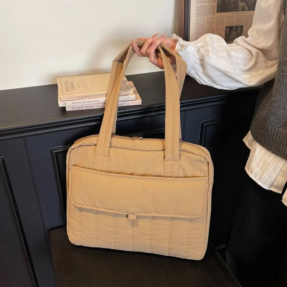 

Simple Solid Laptop Shoulder Bag Shockproof Waterproof Computer Storage Bag Large Capacity File Package Business Briefcase Bag