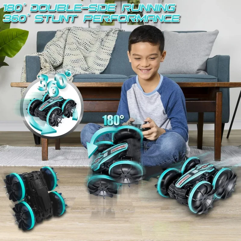 Ferngesteuertes Auto für Jungen, 8–12, wasserdichtes RC-Auto für Kinder von 3–5 Jahren, 4WD Monster Truck, Stunt-Auto, 2,4 GHz, ferngesteuertes Boot, All Terr