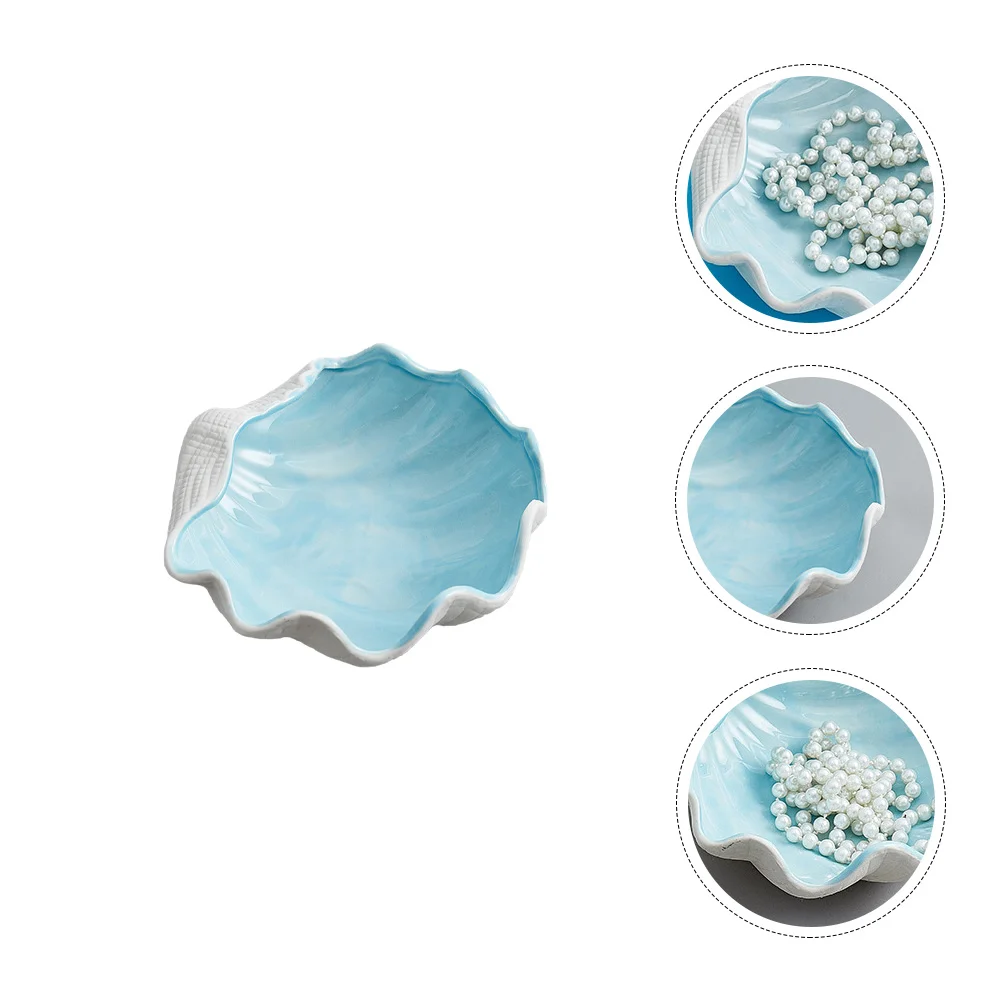 

Adorable Ceramic Shell Jewelry Storage Tray Organizer Home Decor Display Container Key Ring Holder Household Decoration