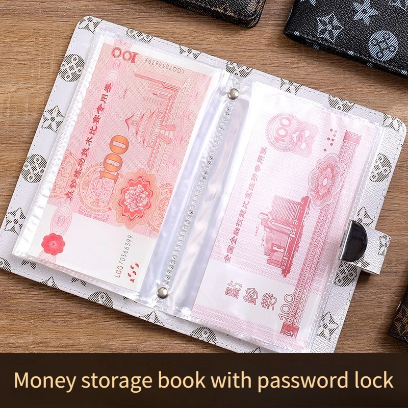 Large Capacity Cash Saving Box with Password Lock, Money Storage Organizer Book with Zipper Pouch, Budget Planner for Kid Adults
