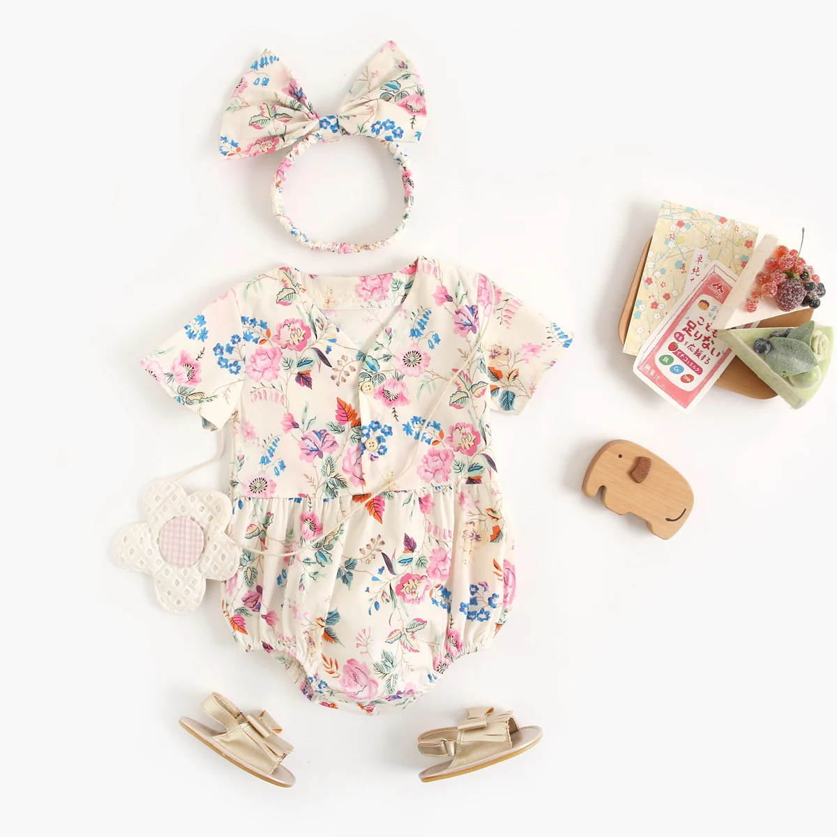 Sanlutoz Baby Girls Bodysuit Summer Sleeveless Cotton Toddler Clothing Cute Floral with Headband