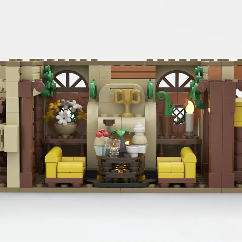 Modello di blocco da costruzione del film Moc, tecnologia del salotto pubblico Hufflepuff, regalo di blocchi modulari, assemblaggio di set fai da te di giocattoli per bambini