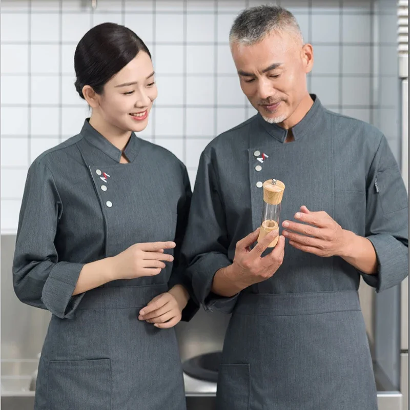 Chaqueta de Chef de restaurante occidental para hombre, uniforme de cocinero de Hotel, ropa de trabajo de camarero de restaurante, camisa de cocina de horneado de panadería, abrigo de cocina