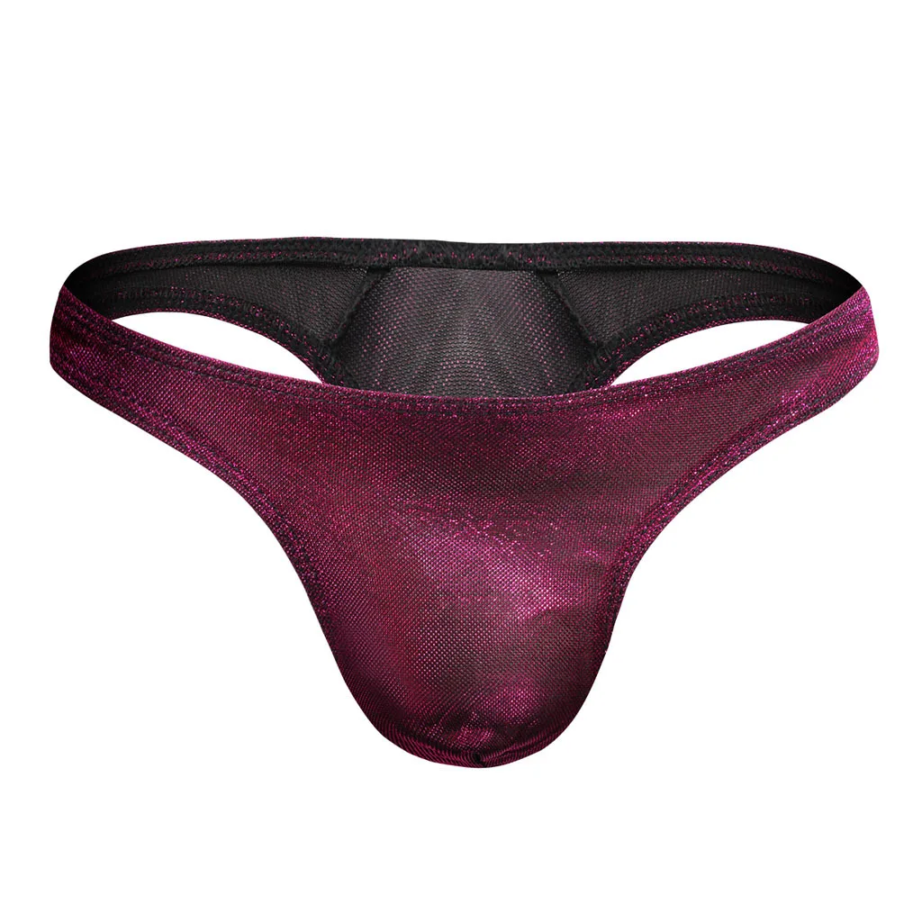 

Блестящие стринги металлического цвета с Т-образной спинкой для мужчин, эротические трусы с низкой посадкой и U-образной выпуклой сумкой, сексуальные стринги с открытыми ягодицами, нижнее белье Sissy
