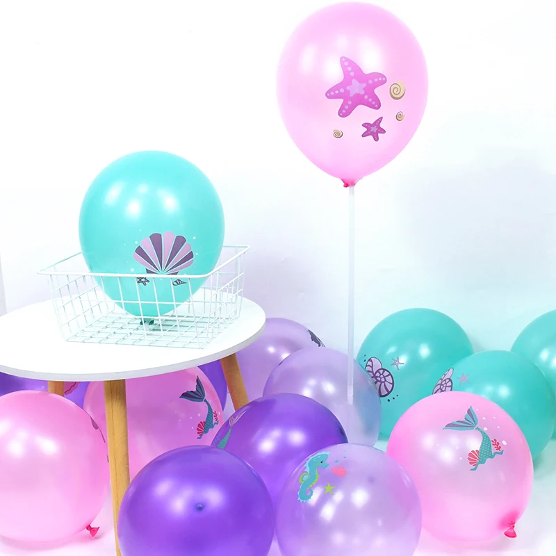 حورية البحر بالونات اللاتكس النثار الهواء الهيليوم Globos أدوات المائدة القابل للتصرف ل 1st الاطفال فتاة حورية البحر موضوع حفلة عيد ميلاد الديكور