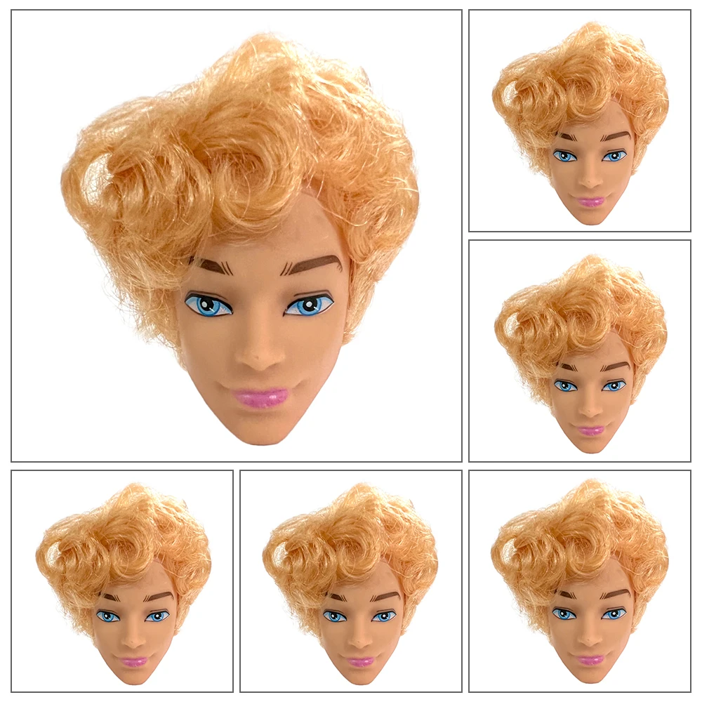 NK Hot Sall 1 Pcs Male Doll Head Yellow Curly Hair Male Doll Head For Ken Doll Accessories For 1/6 DIY Doll Best Kids Gift Toy