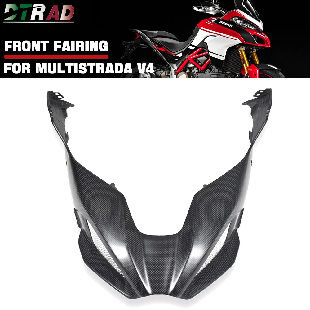For DUCATI Multistrada V4 V4S Pikes Peak / RS / Rally 2021-2024 2025 Carbon Fiber Front Fairings Lower Headlight Head Nose Cover