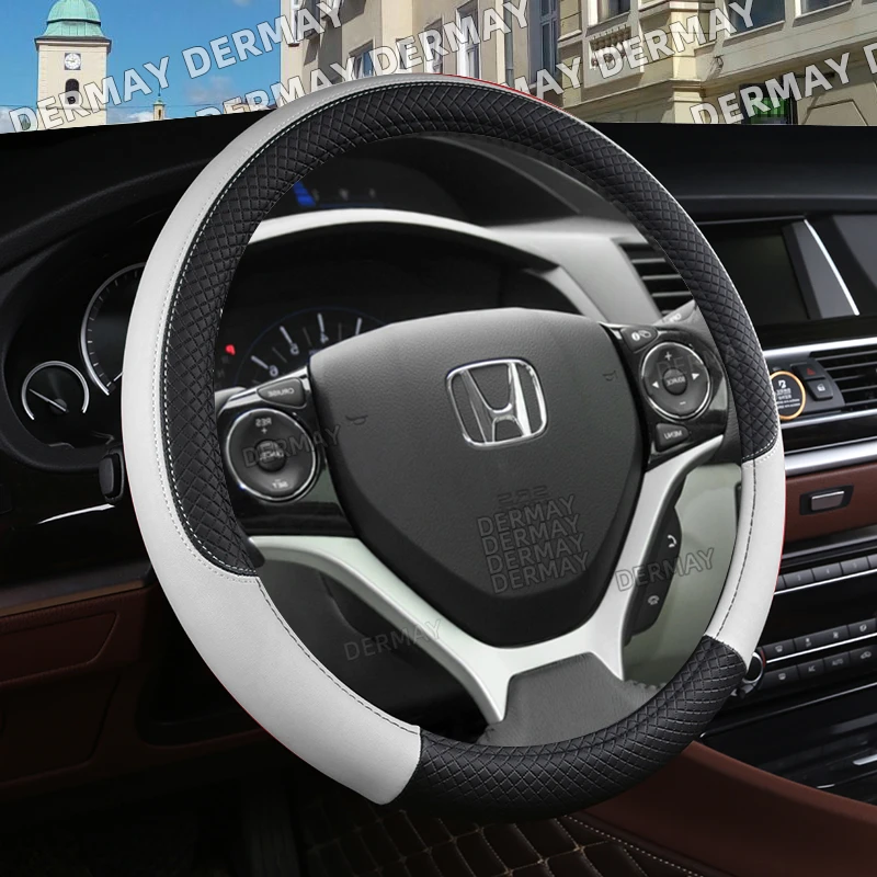 Car Steering Wheel Cover Faux Leather Square Embossing for Honda Civic 2004 2006 2007 2008 2009 2012 2013 2014 Auto Accessories