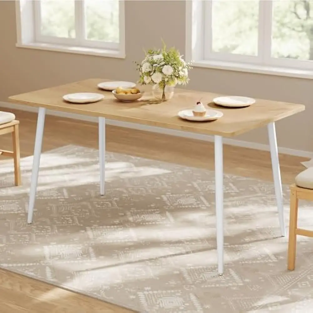 

Dining Table, Dining Room Table for 4-6 People, Modern Farmhouse for Kitchen, Quick Assembly, Heat-Resistant Surface