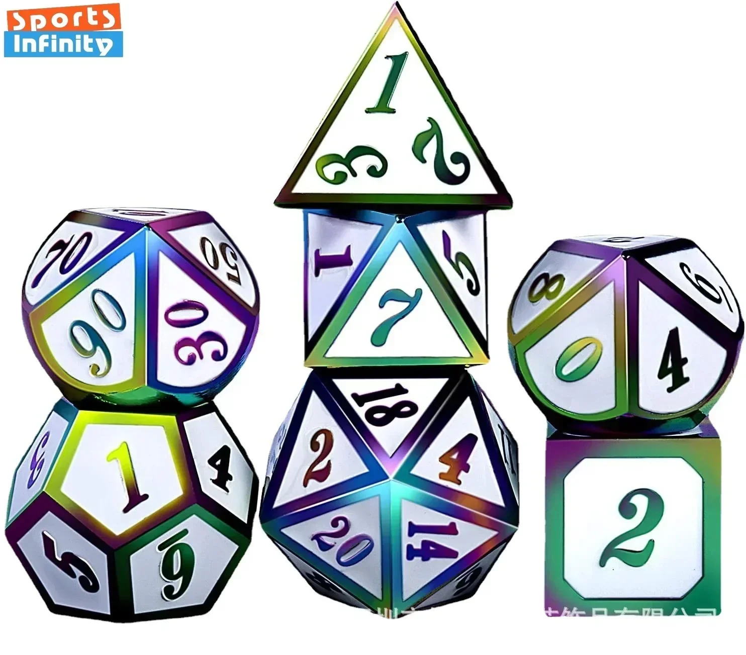 Kit de dés en métal pour jeu de société, dés COC, dés numérotés polyèdres, TRaf, petit-déjeuner, Cthulu Running Team, 7 pièces