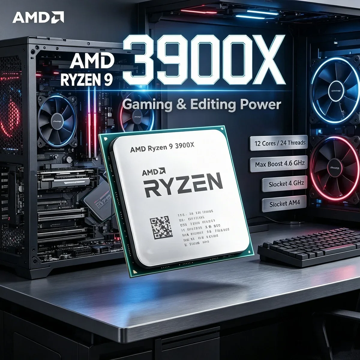 

AMD R9 3900X Ryzen 9 3900X Desktop CPU Processor 3.8GHz 12 Core 24 Thread AM4 Socket Powerful Computing Processor