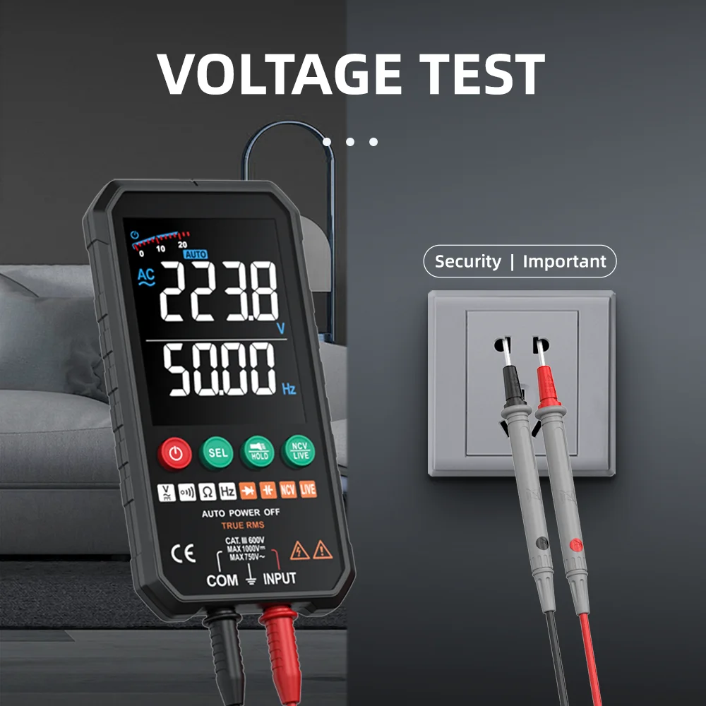 Imagem -05 - Mastfuyi-multímetro Digital Inteligente ac dc Tensão Resistência Tester Medição de Continuidade Ncv Test Meter Alcance Automático