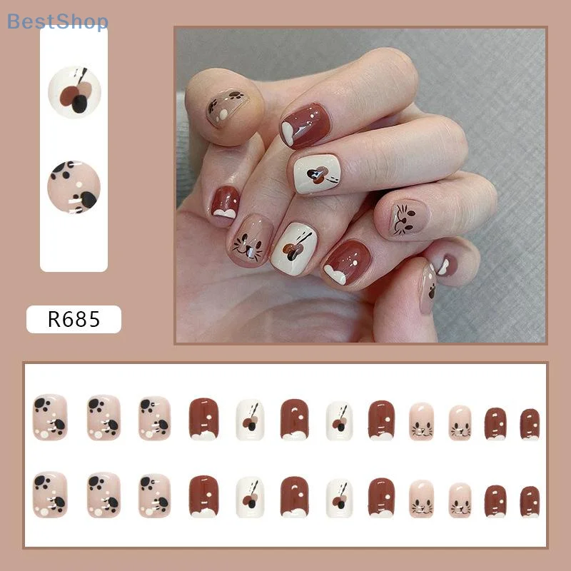 24 قطعة لطيف قصيرة الأظافر كاذبة التصحيح بريق الترتر الأظافر وهمية مانيكير الأظافر نصائح للإزالة الأظافر وهمية الاكريليك مسمار نصائح #3