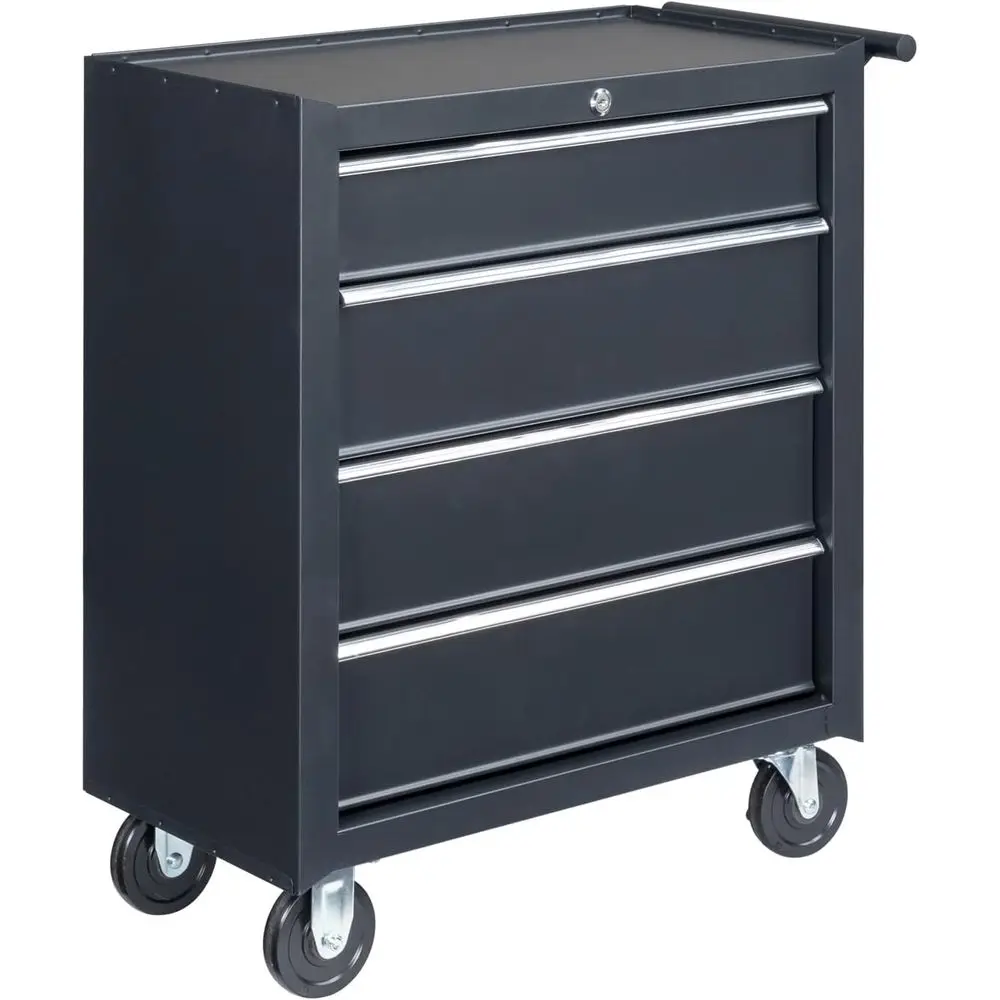 

4-Drawer Rolling Tool Chest, Metal Storage Cabinet with Wheels, Lock and Key Design for Garage, Warehouse and Repair Shop