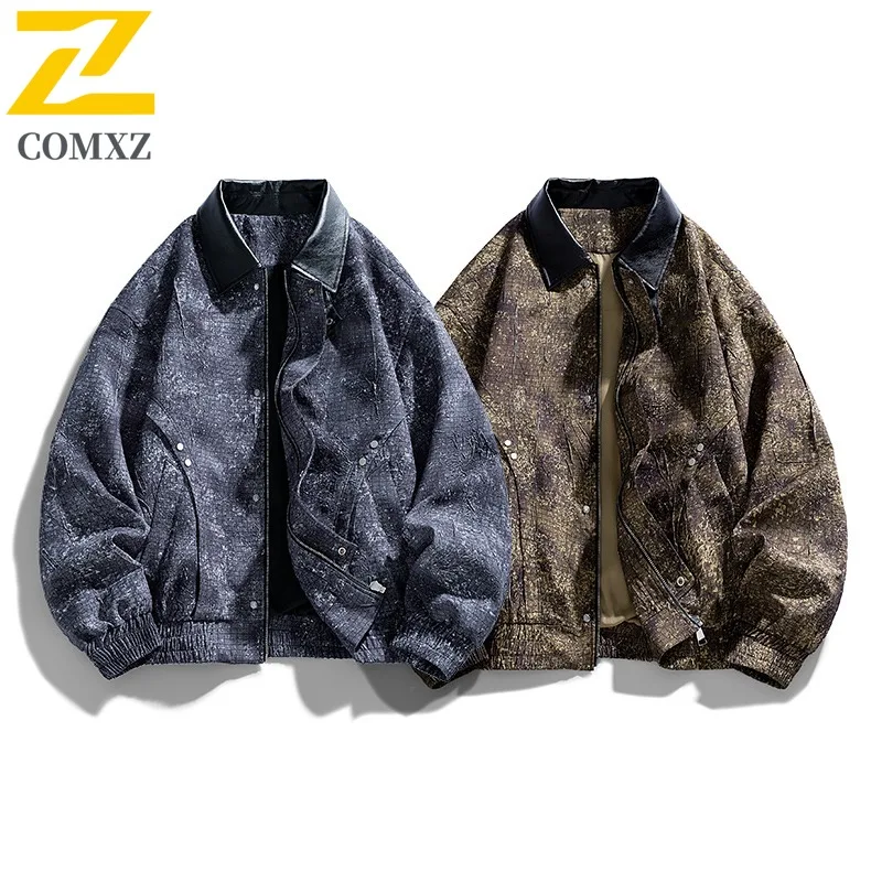 

COMXZ Urban Mens Jacket Stand Collar Outdoor Camping Windproof Coat Fashion Travel Multi Functional Lightweight Autumn Clothing