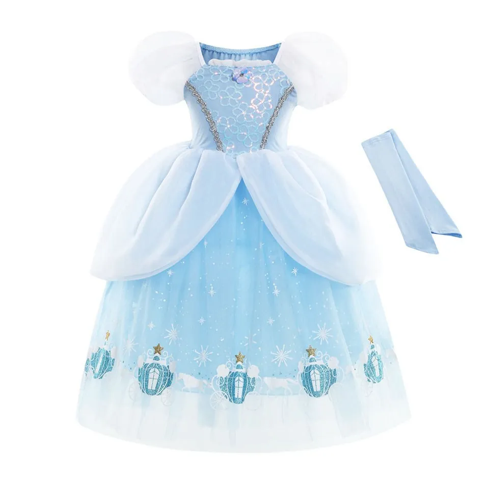 Children Snow White Cinderella Aurora Elsa Costume Girl Cosplay Dress Kids Encanto Mirabel Isabela Dolores Halloween Clothes