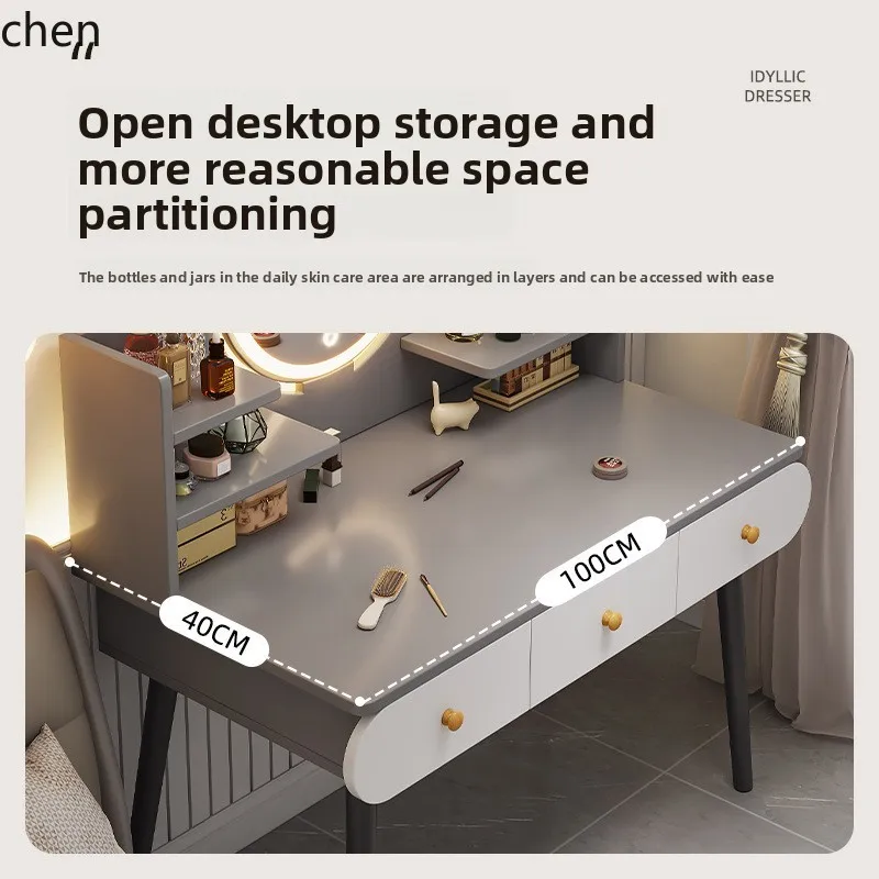 CZ  Dressing Table Bedroom Modern Simple Small Apartment Master Bedroom Desk Storage Cabinet Integrated Makeup Mirror Table