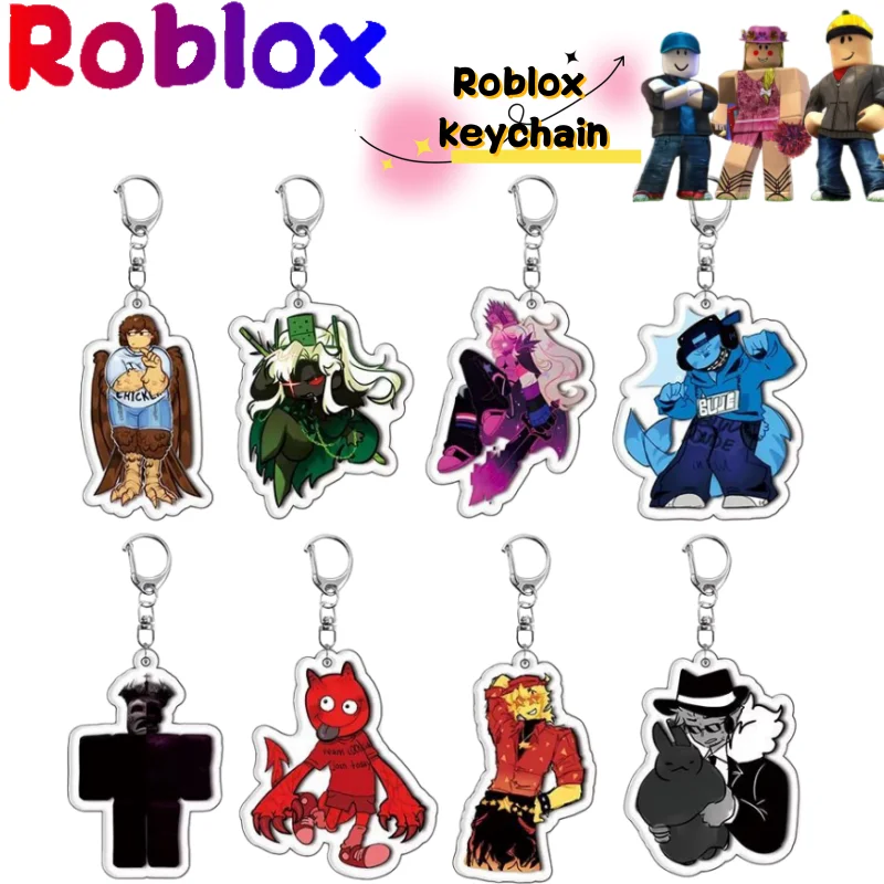 Roblox Keychain Creative High Color Value Anime Cartoon HD Printing Acrylic Schoolbag Car Decoration Birthday Gift for Students
