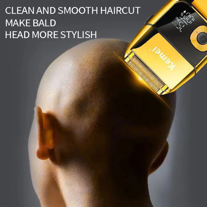 Kemei ひげトリマープロフェッショナルフェイスシェーバー 3 速度調整可能なヘアカットマシン LCD ディスプレイひげシェーバー男性用 KM-2028