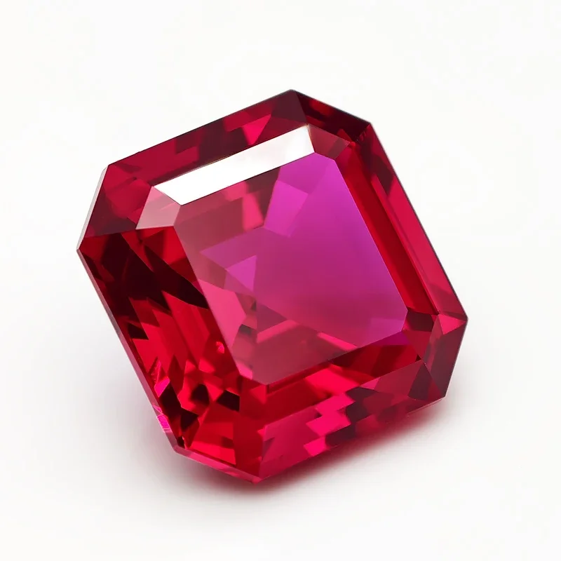 Top Pigeon Blood Lab Grown Ruby Gemstone Asscher Cut Synthetic Ruby Loose Diamond Gems with AGL Certificate