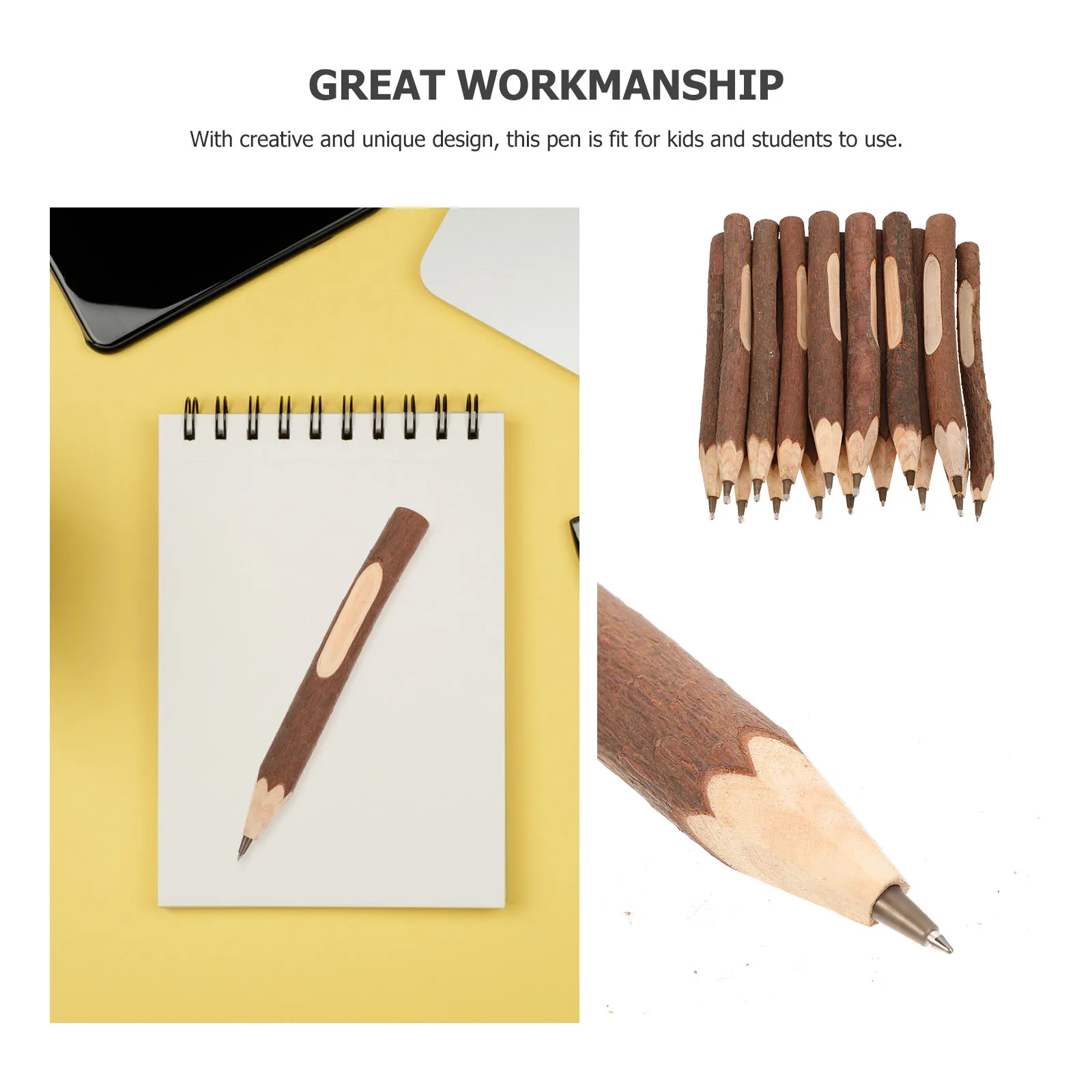 

16 Pcs 17cm Wooden Ballpoint Creative Lightweight Portable Writing Accessories Gift for Kids Students Office Home Use Household