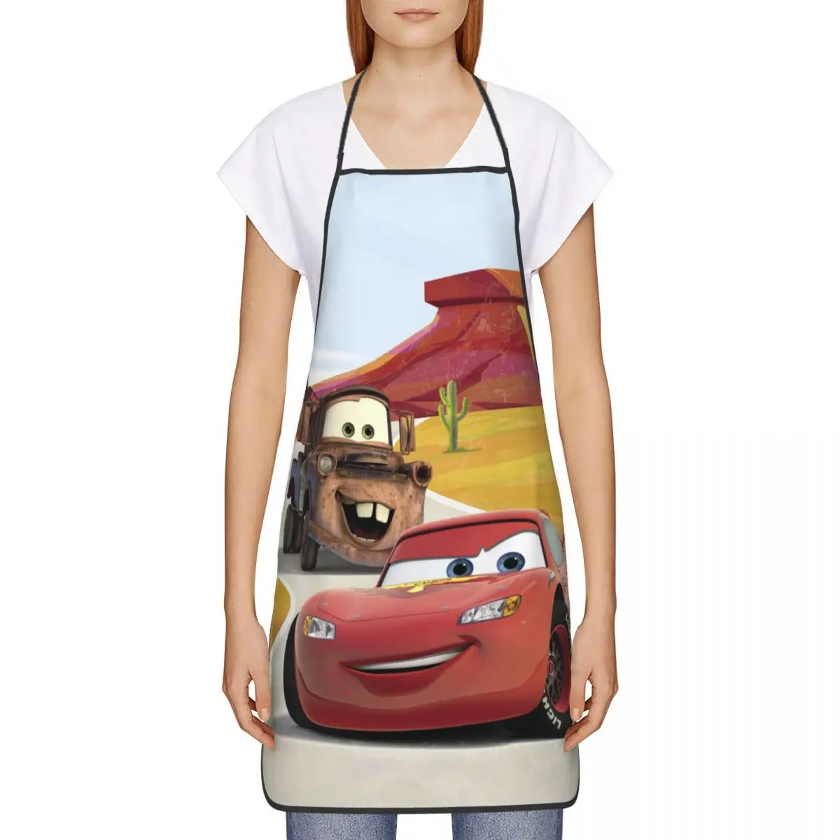 Custom Unisex Cartoon Pixar Cars Bib Apron Adult Women Men Chef Tablier Cuisine for Kitchen Cooking Gardening