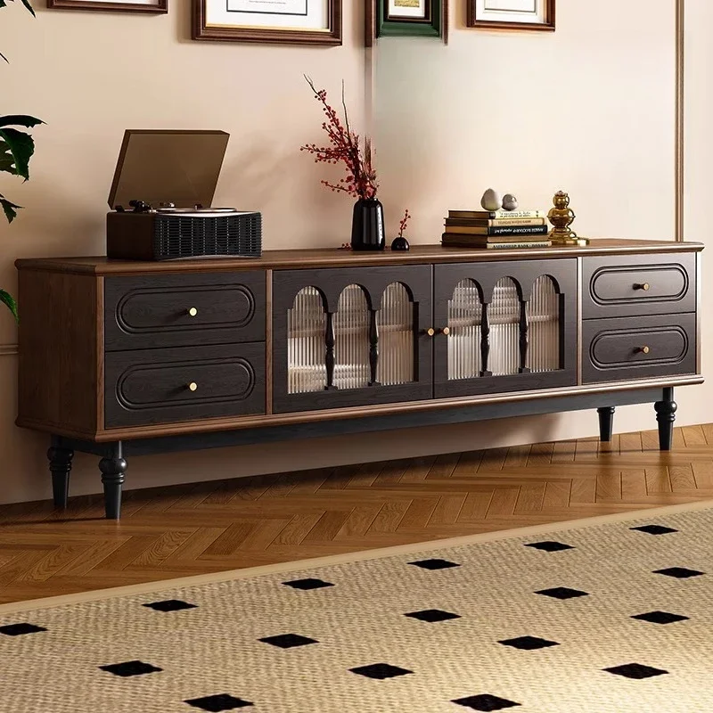 

Французский ретро-шкаф для телевизора из массива дерева, двухцветный, элитный, для небольшой квартиры, аудиовизуальный шкаф, 2 метра, в средневековом и старинном стиле.