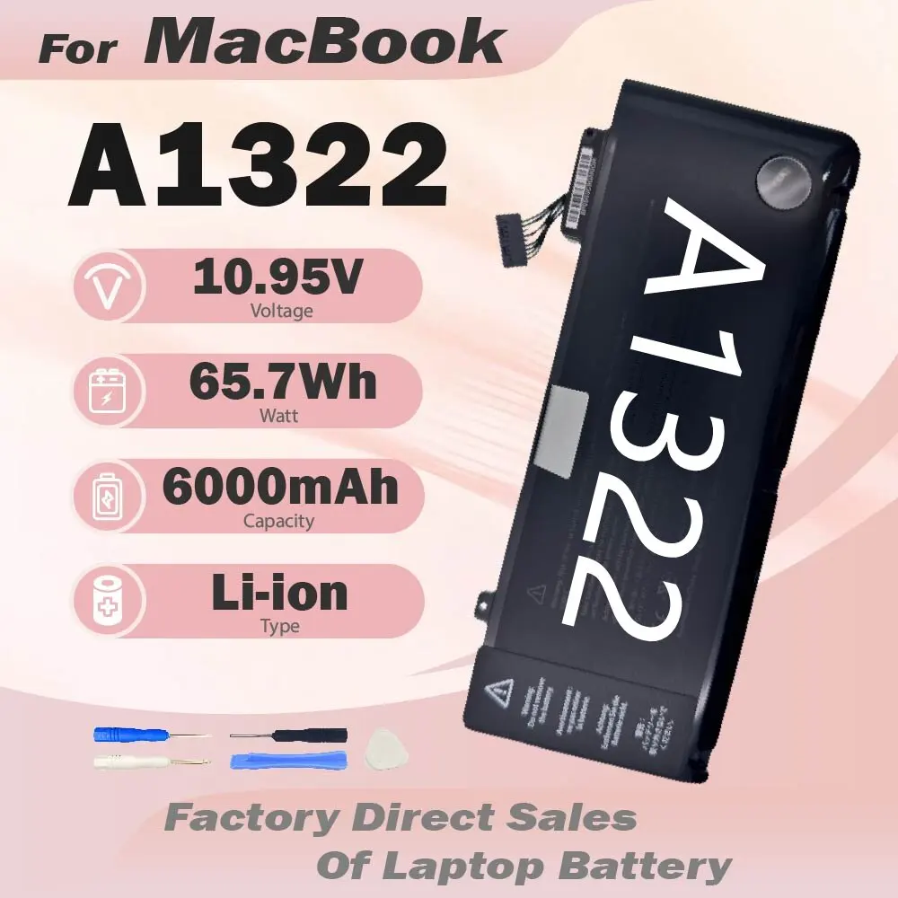 

Замена аккумулятора для ноутбука A1322 A1278 для Apple MacBook Pro 13 дюймов (середина 2009, 2010, 2011, 2012 годов выпуска) MB991LL/A MD314 MC724 MB990LL/A MB990J