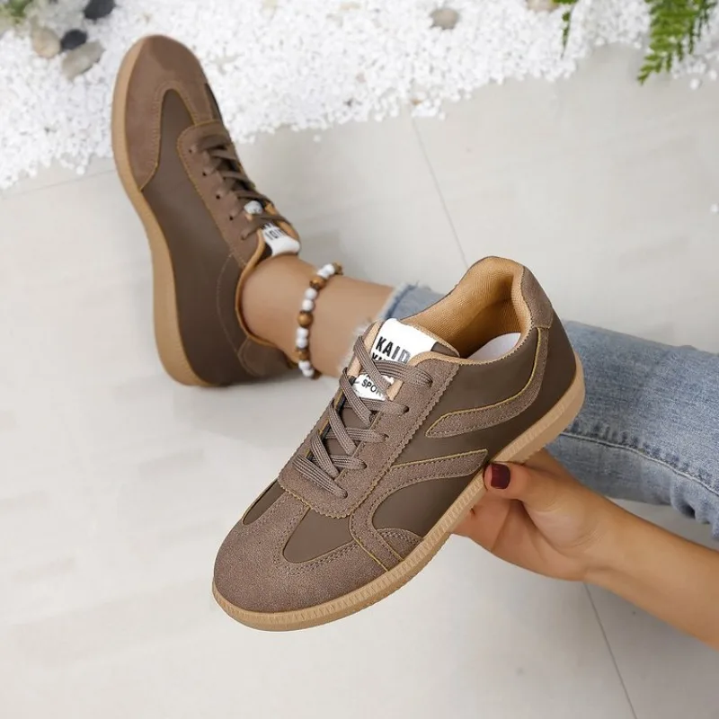 Damen-Sneaker aus natürlichem Wildleder mit Schnürung, 2026, neu, runde Zehenpartie, weich, bequem, lässig, für Damen, Outdoor-Fahr-/Wanderschuhe. – Detail 7