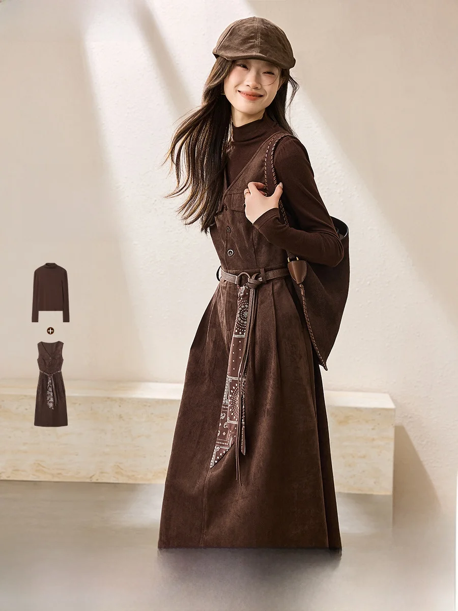 

Винтажный комплект из двух предметов Fene с шарфом, вязаным V-Ne Dr And Top, зимняя коллекция от Mofan mei