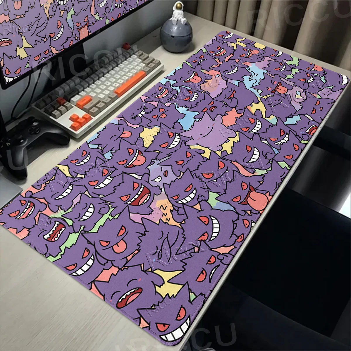 Extended Pokemon Japan Anime Purple Mouse Pads Gengar Cool Gamer Cabinet Keyboard Rug Lock-edge Deskrug Computer Mousepad Gifts
