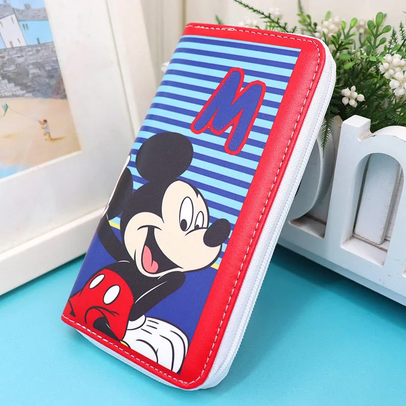 Disney Mickey Mouse Unisex Long Wallet Cartoon Multifunction Wallet Zipper Coin Purse Female Card Holder Clutch